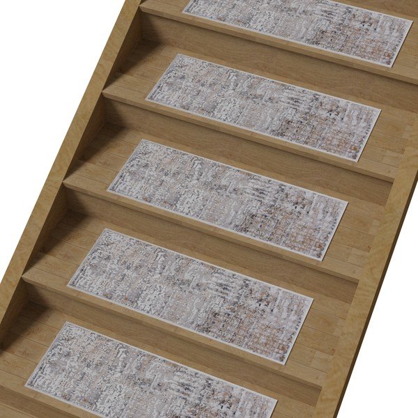 Сиво-бежови памучни килими за стълби в комплект от 16 бр. 25x65 cm Milano Bej – Vitaus-image-1