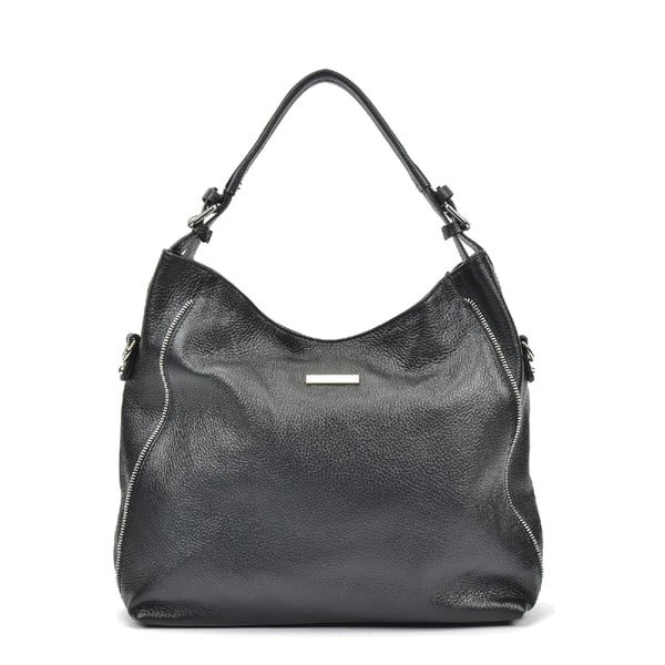 Черна кожена чанта Anna - Mangotti Bags