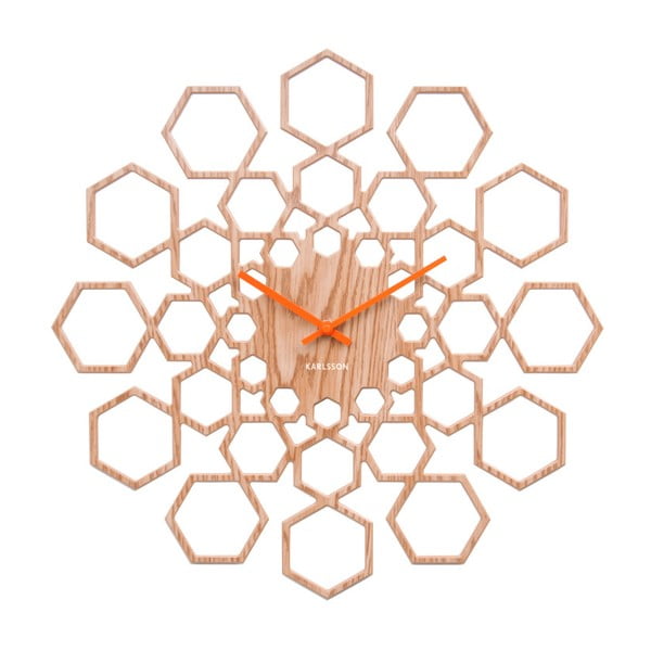Nástěnné hodiny ve dřevěném dekoru Karlsson Sunshine Hexagon
