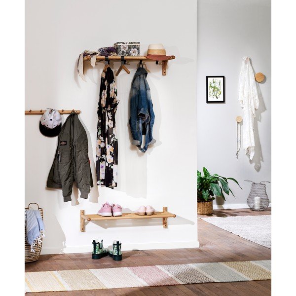 Стенна закачалка от дъбово дърво в естествен цвят Milford - Rowico-image-1