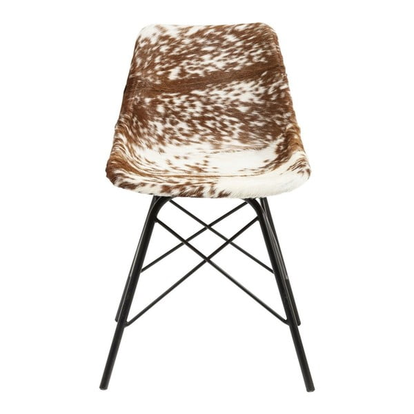 Hnědobílá jídelní židle s koženým potahem Kare Design Haudy