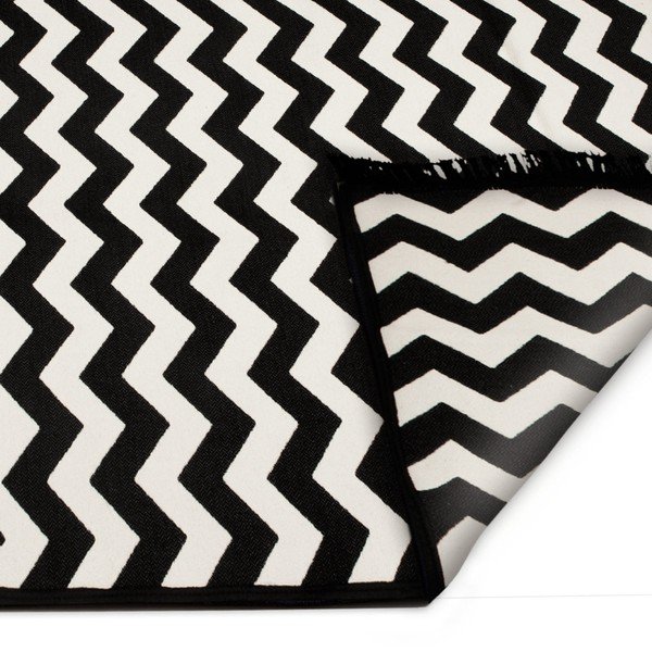 Черно-бял двустранен килим Zig Zag, 140 x 215 cm - Cihan Bilisim Tekstil-image-2