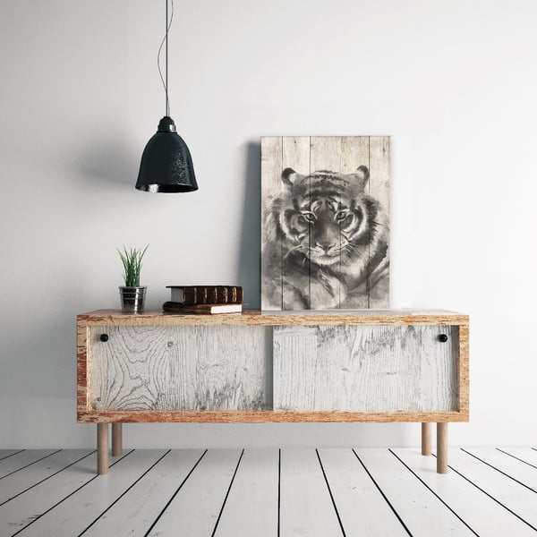 Dřevěná nástěnná dekorativní cedule Surdic Watercolor Tiger, 40 x 60 cm-image-1