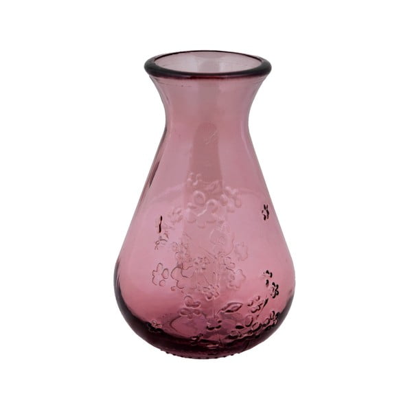 Розова ваза от рециклирано стъкло Флорална, височина 20 cm - Ego Dekor