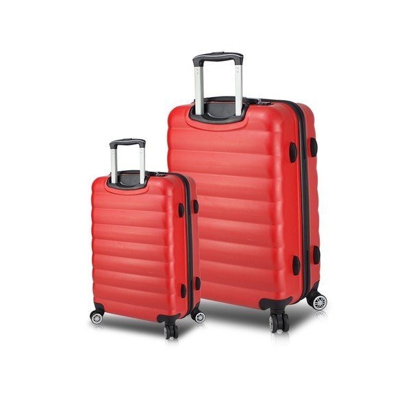 Комплект от 2 червени куфара за пътуване на колела с USB портове My Valice RESSNO Cabin & Large - Myvalice