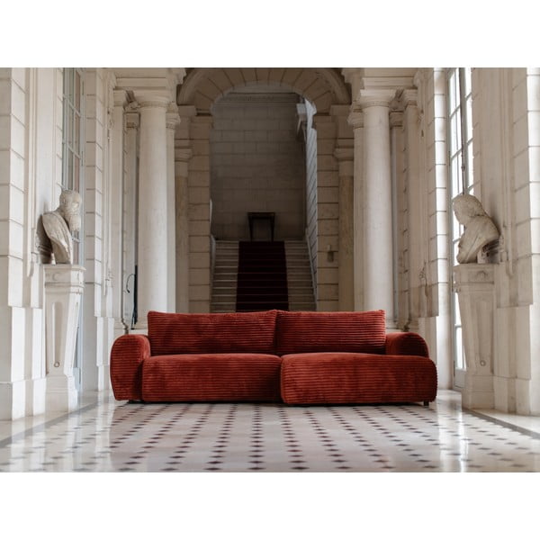 Разтегателен ъглов диван от рипсено кадифе в тухлен цвят (десен ъгъл) Lucien – Bobochic Paris-image-1