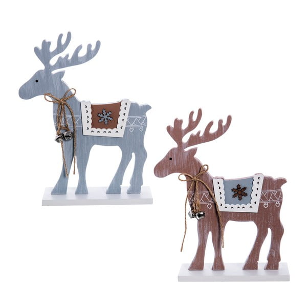 Sada 2 dřevěných vánočních dekorací Ixia Reindeer