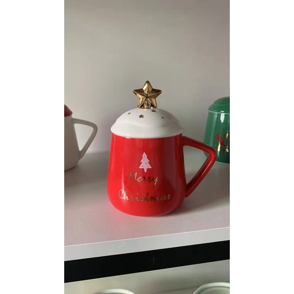 Червено-бяла порцеланова коледна чаша Merry Christmas, 370 ml - Villa d'Este