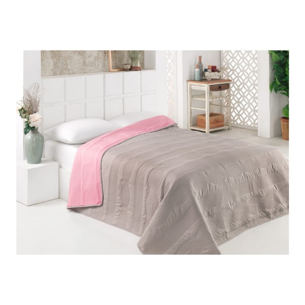 Сива и розова двустранна покривка за легло от микрофибър, 160 x 220 cm - Kate Louise