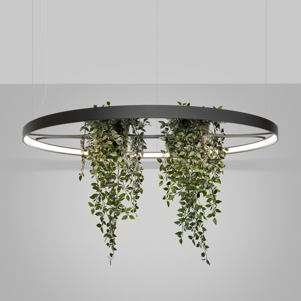 Черно алуминиево LED висящо осветително тяло ø 110 cm RIO – Thoro-image-1