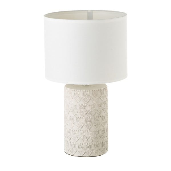Настолна лампа в бяло и бежово с текстилен абажур (височина 41 cm) - Casa Selección
