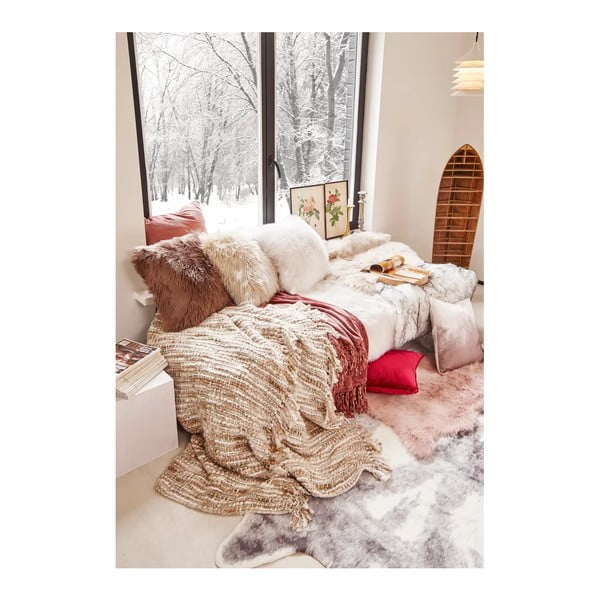 Бежова възглавница от овча кожа, 45 x 45 cm - Tiseco Home Studio-image-1