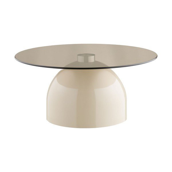 Бежова кръгла масичка за кафе със стъклен плот ø 70 cm Ravello – House Nordic-image-2
