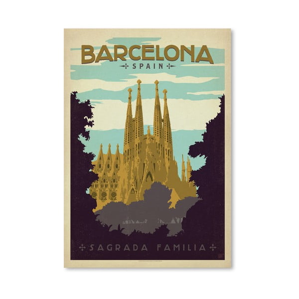 Плакат Барселона, 42 x 30 cm - Americanflat