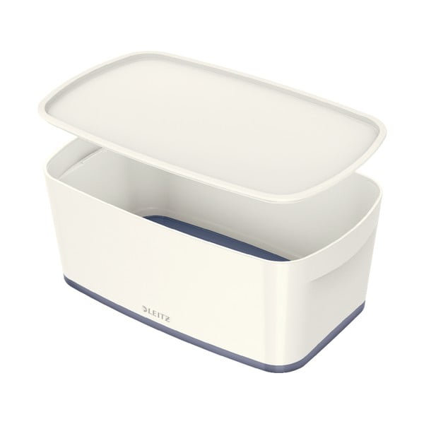 Бяло-сива пластмасова кутия за съхранение с капак 32x19x13 cm MyBox – Leitz