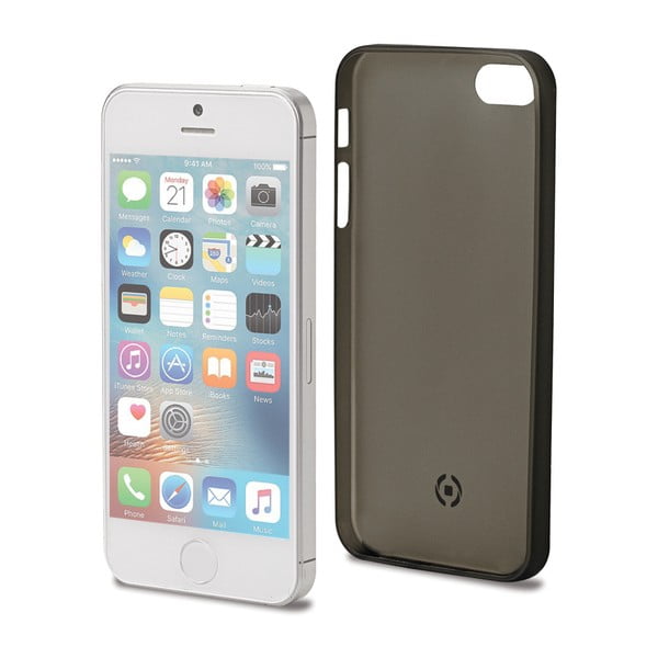 Černé ultra tenké TPU pouzdro Celly Frost pro Apple iPhone 5/5S/SE, 0,29 mm