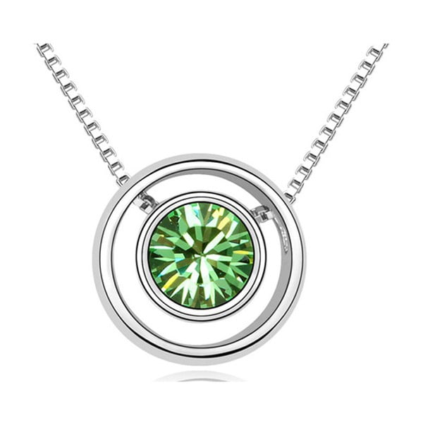 Колие със зелен кристал и бяло злато Perfection Mint - Swarovski Elements Crystals