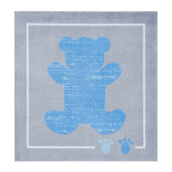Dětský modro-šedý koberec Zala Living Teddy, 100 x 100 cm