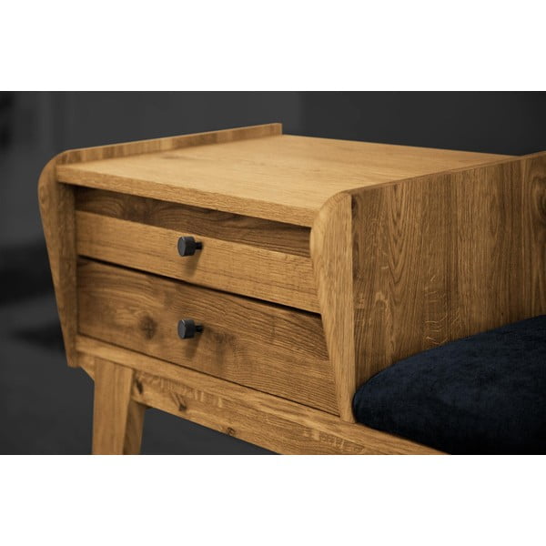 Пейка с чекмеджета от дъбова дървесина със синя седалка Retro - The Beds-image-4