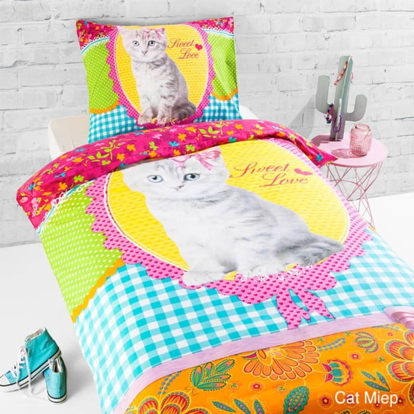 Памучно детско спално бельо за единично легло Cat Miep, 140 x 200 cm - Ekkelboom