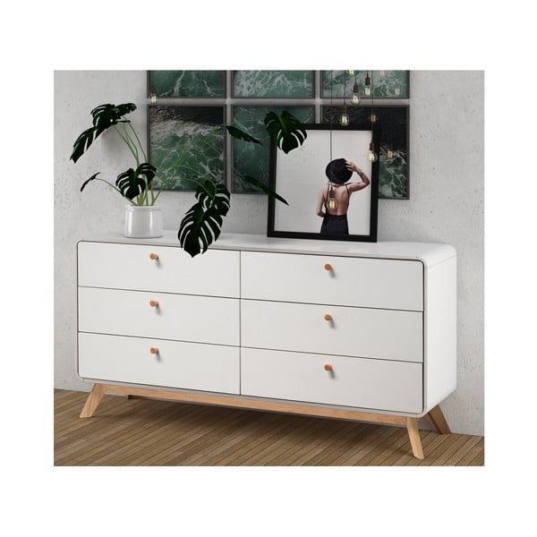 Бял нисък скрин 150x74 cm Caitlin – Støraa-image-2