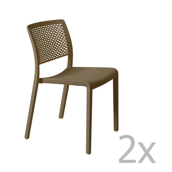 Комплект от 2 шоколадовокафяви градински стола Trama Simple - Resol