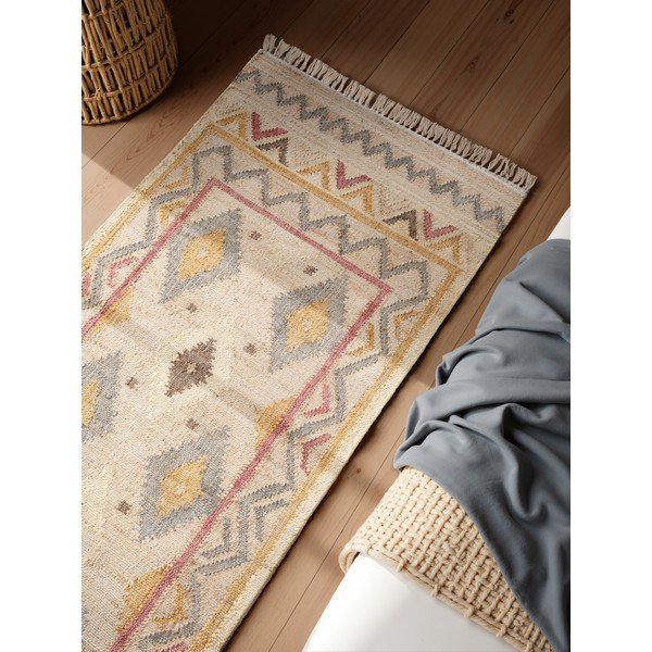 Кремава ръчно изработена ютена пътека 80x200 cm Roya Imani – Elle Decoration-image-2