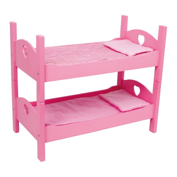 Розово дървено двуетажно легло за кукли Кукли - Legler