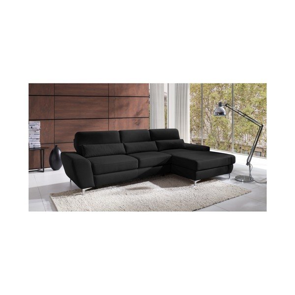 Černá rohová rozkládací pohovka Windsor & Co. Sofas Omega, pravý roh-image-1