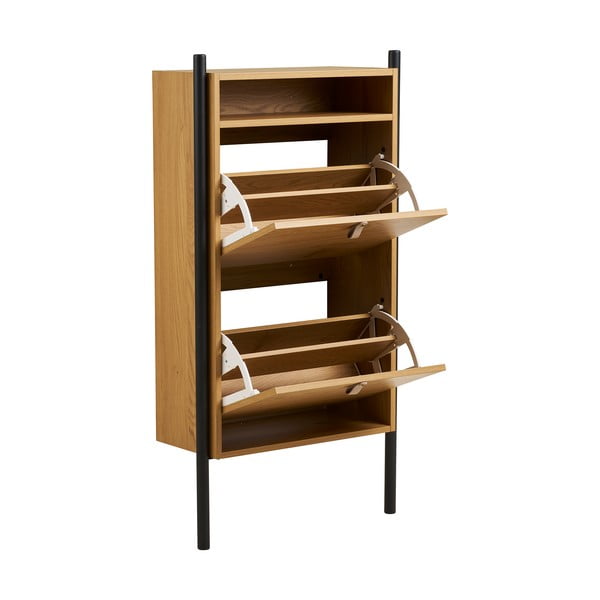 Накланяща се стойка за обувки от декор от дъб  в естествен цвят 62x118x26 cm Barco – House Nordic-image-4