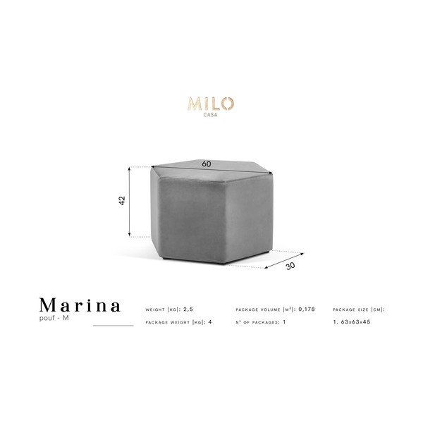 Tmavě šedý puf Milo Casa Marina, ⌀ 60 cm-image-2
