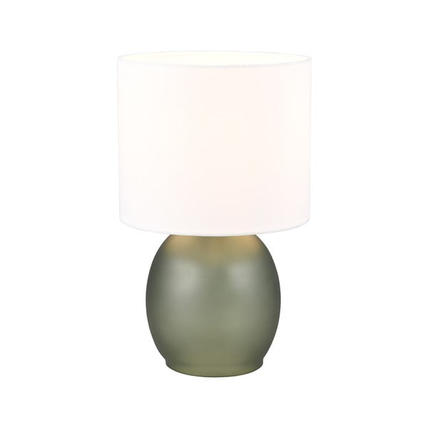 Бяло-зелена настолна лампа с текстилен абажур (височина 29 cm) Vela - Trio-image-2