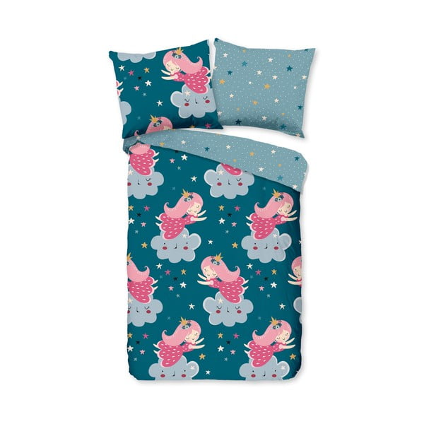 Памучно детско спално бельо за детско креватче в петролен цвят 120x150 cm Princesse – Good Morning