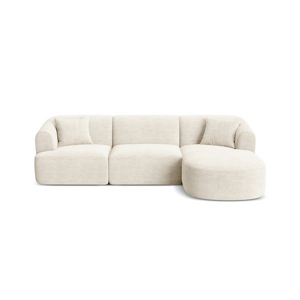 Бежов ъглов диван от рипсено кадифе (десен ъгъл) Campi – Cosmopolitan Design