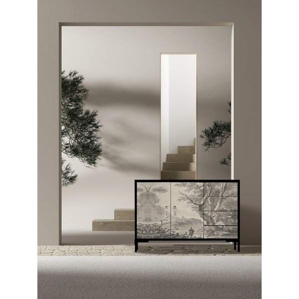 Нисък скрин в черно и бежово 113x84 cm Wilma - Really Nice Things-image-4