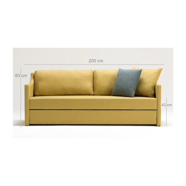 Жълт триместен разтегателен диван Doty - Balcab Home-image-4