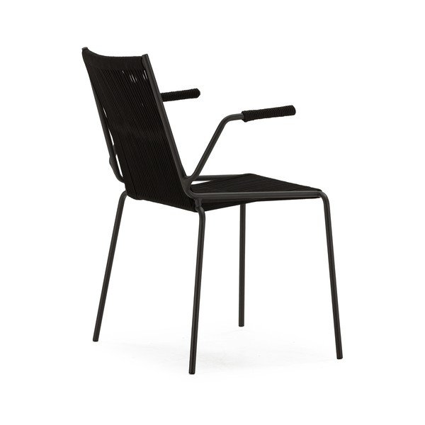 Черни метални трапезни столове в комплект с подлакътници/за подреждане 2 бр. Emily – Marckeric-image-4