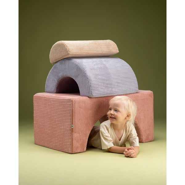 Розово велурено игрище от пяна 75x49x37 cm Rainbow Montessori – Wigiwama-image-1