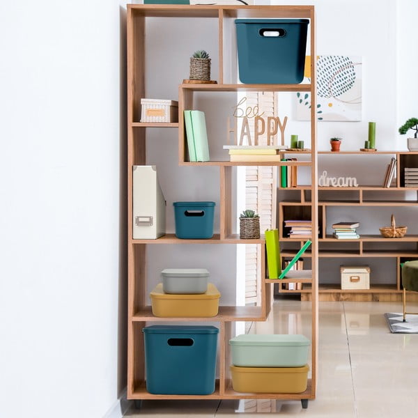 Сива пластмасова кутия за съхранение с капак 35,5x25,5x8 cm – Homéa-image-1