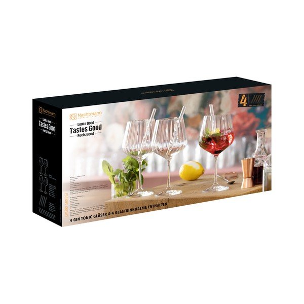 Комплект от 4 кристални чаши и сламки Gin&Tonic, 640 ml Tastes Good - Nachtmann-image-2