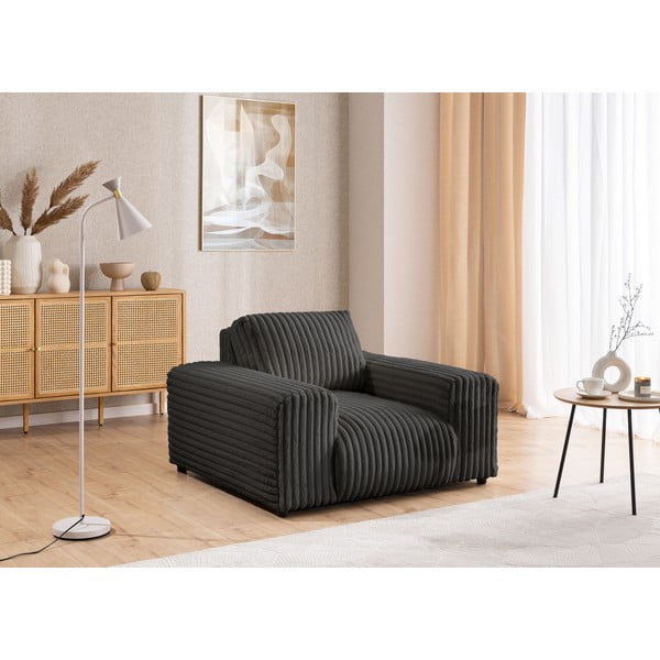 Тъмносиво кресло от рипсено кадифе Justin – Ropez-image-4