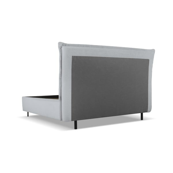 Сиво двойно тапицирано легло  с място за съхранение с включена подматрачна рамка 180x200 cm Armie – Milo Casa-image-3