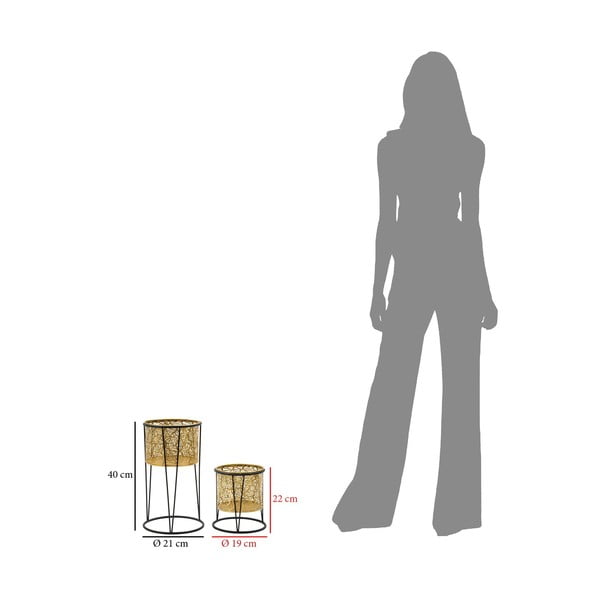 Комплект от 2 стойки за саксии в златисто, височина 40 cm Leavy - Mauro Ferretti-image-2