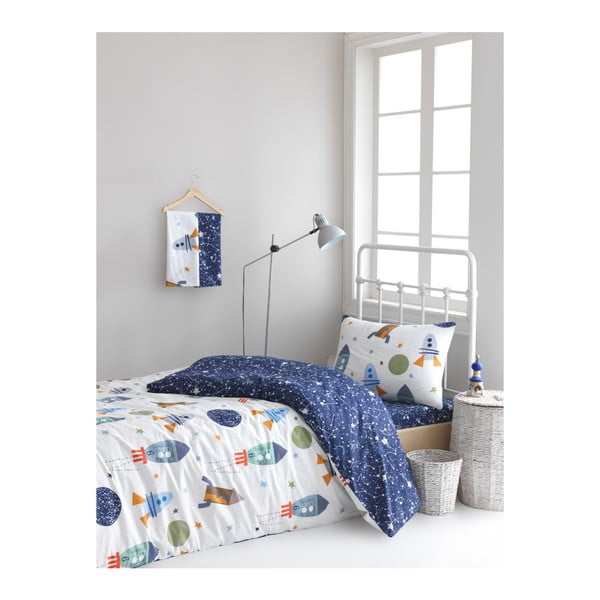 Чаршаф за двойно легло от памук ранфорс Тъмно синьо, 160 x 220 cm Spacex - Mijolnir