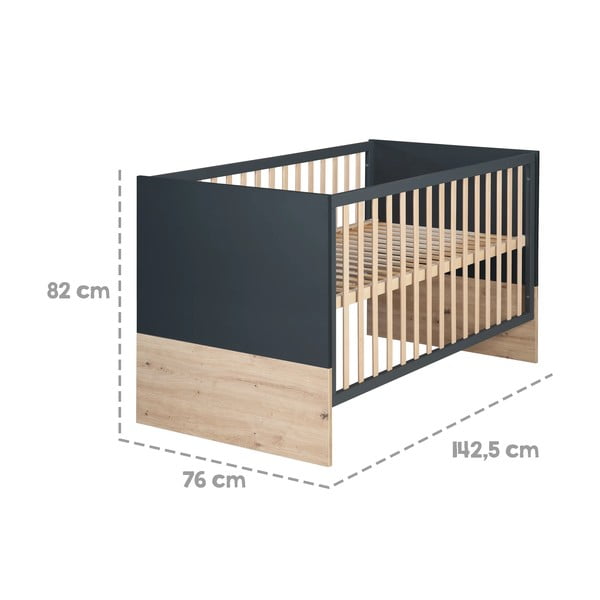 Детско креватче в тъмно сиво-натурален цвят 70x140 cm Lenn - Roba-image-2