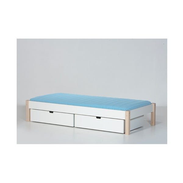 Комплект от 2 бели чекмеджета на легло , 90 x 160 cm - Manis-h
