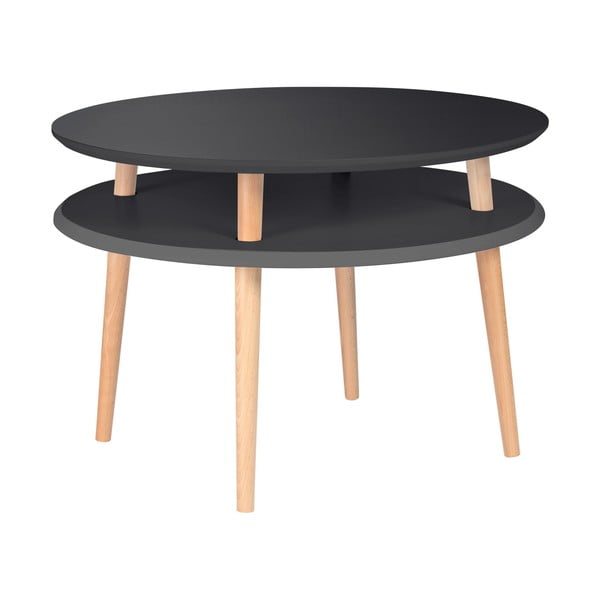 Графитно сива масичка за кафе с естествени крака UFO, Ø 70 cm Ufo - Ragaba