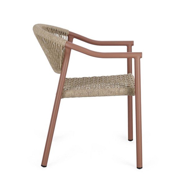 Червен /в естествен цвят метален градински стол Canarias – Bizzotto-image-3