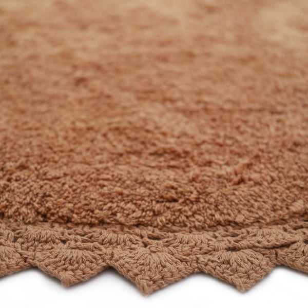 Памучен кръгъл килим подходящ за пране ръчно изработен в тухлен цвят ø 110 cm Perla Toffee – Nattiot-image-4