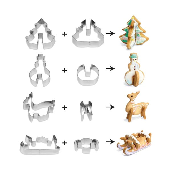 Комплект от 4 коледни 3D бисквитки - Guardini-image-1